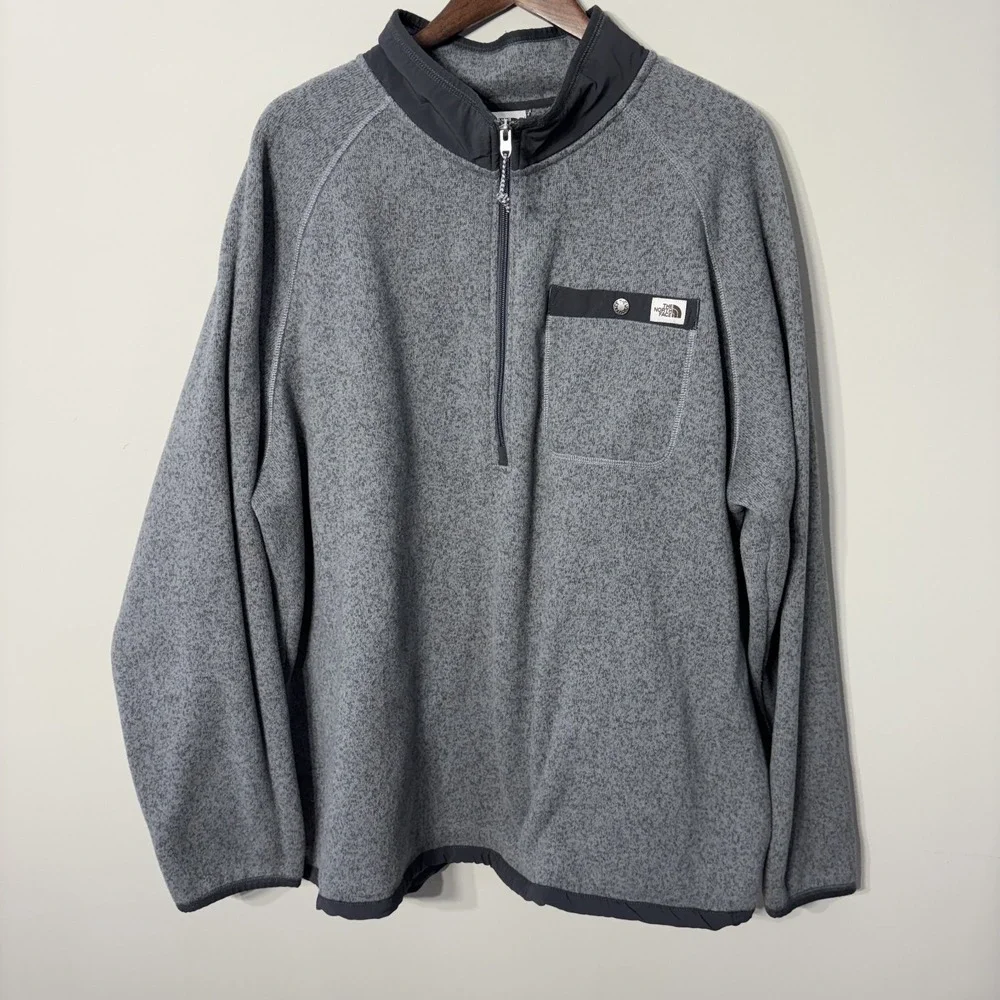 The North Face Gordon Lyons 1/4 Zip Pullover Fleece Sweater Men XXXL Gray Pocket